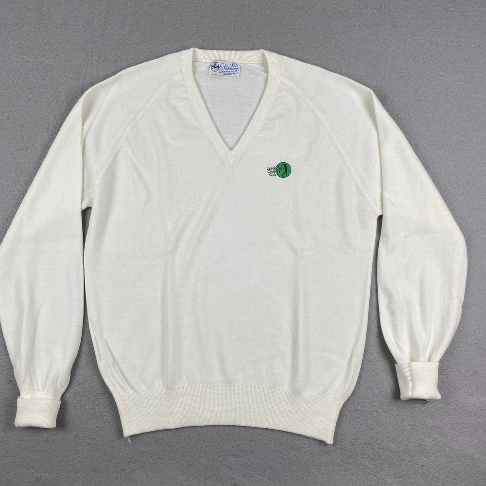 Vintage Pickering Golf Sweater XL Interlachen country club Made In USA white
